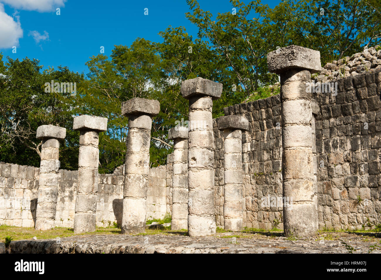 The Temple of a Thousand Columns at Chichen Itza Ruins in the Yucatan Peninsula Stock Photo