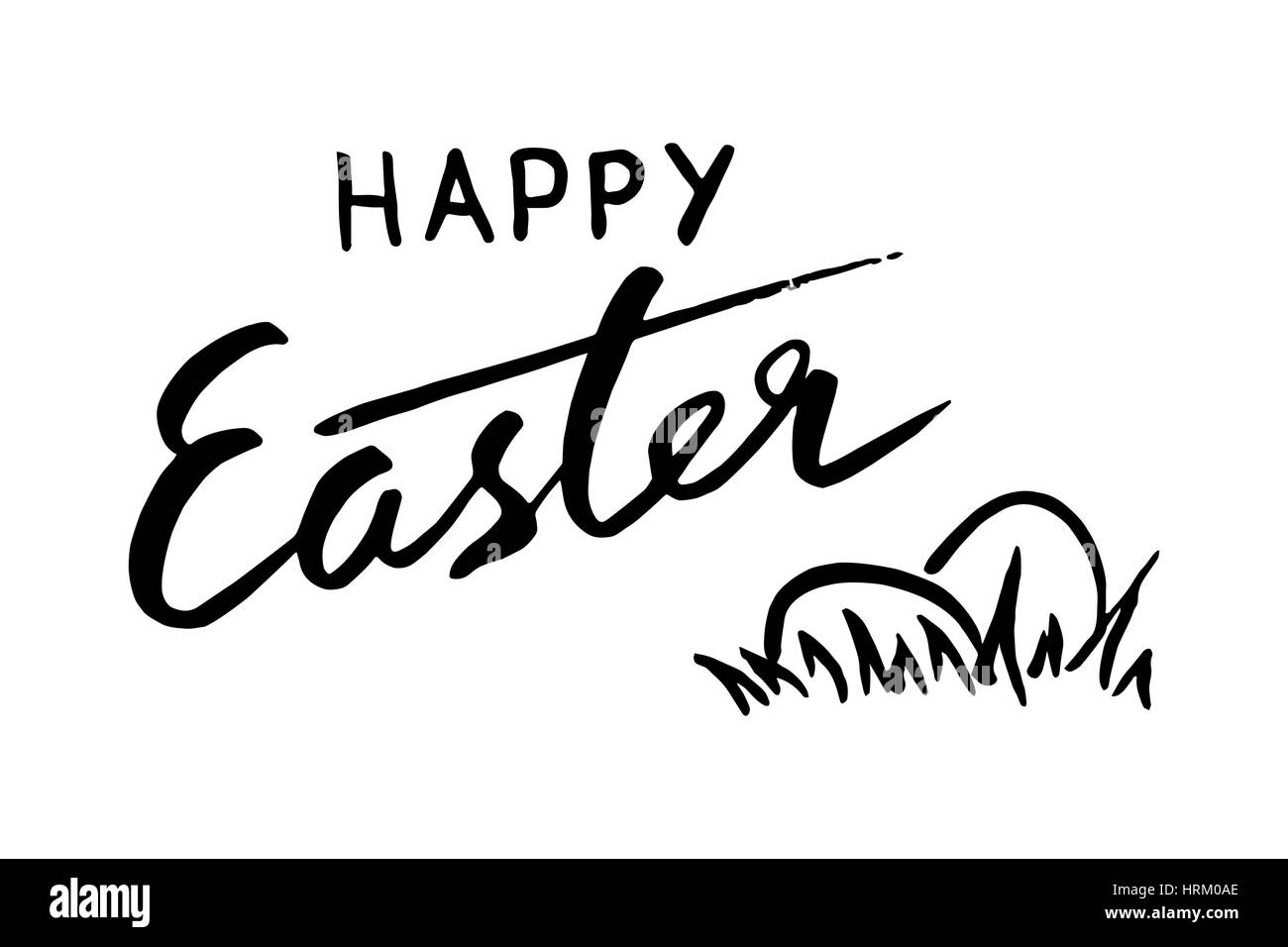 Happy Easter lettering card. Hand drawn lettering poster for Easter. Ink illustration. Brush pen. effect. Modern cursive calligraphy, festive eggs. Gr Stock Vector