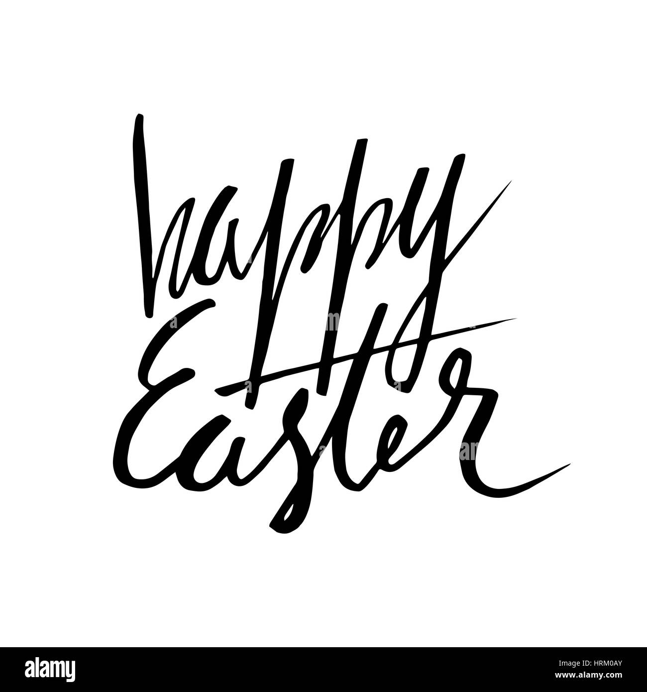Happy Easter lettering card. Hand drawn lettering poster for Easter. Ink illustration. Brush pen. effect. Modern cursive calligraphy. Greeting card te Stock Vector