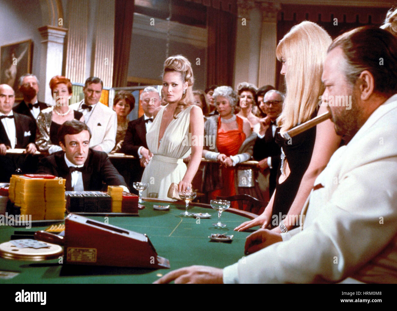 CASINO ROYALE 1967 Columbia Pictures film with from left: Peter Sellers, Ursula Andress, Orson Welles Stock Photo