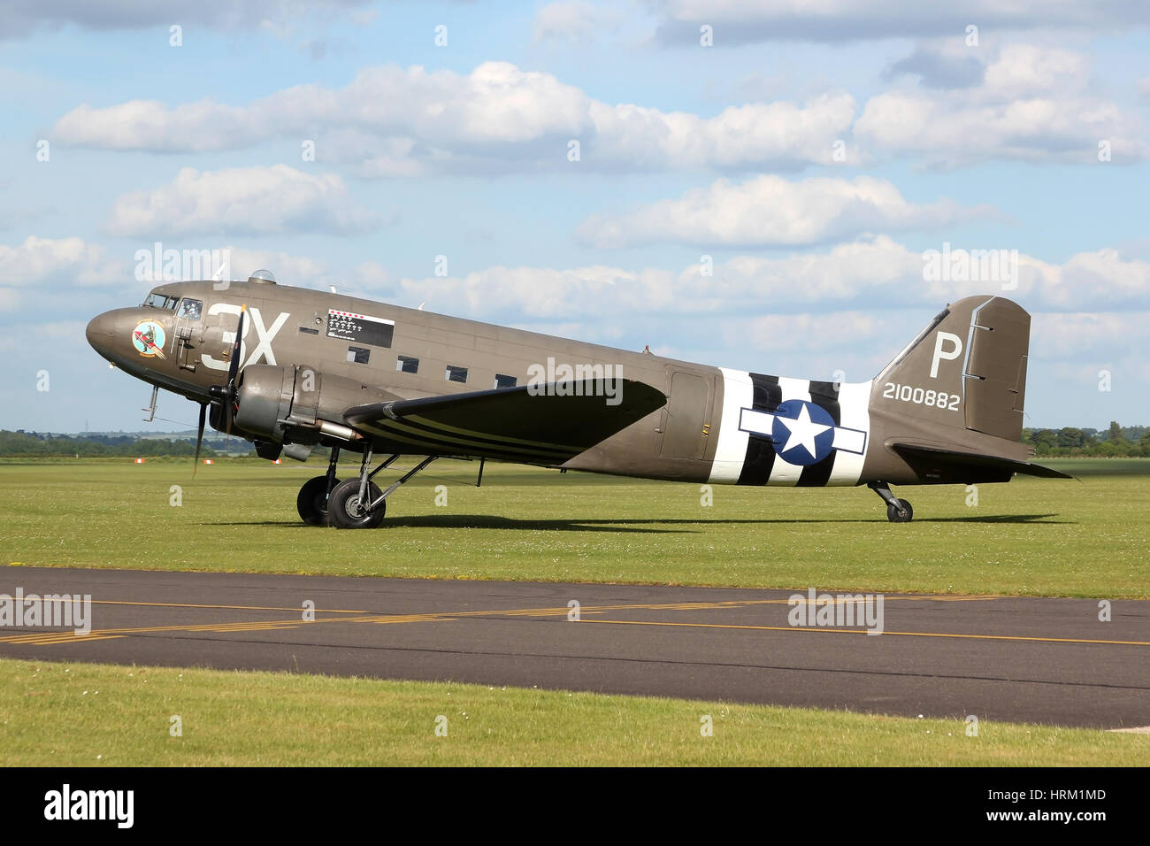 One of four DC-3/C-47 variants present at the Duxford 2014 Spring air show to commemorate the 70th anniversary of the D-Day landings. Stock Photo