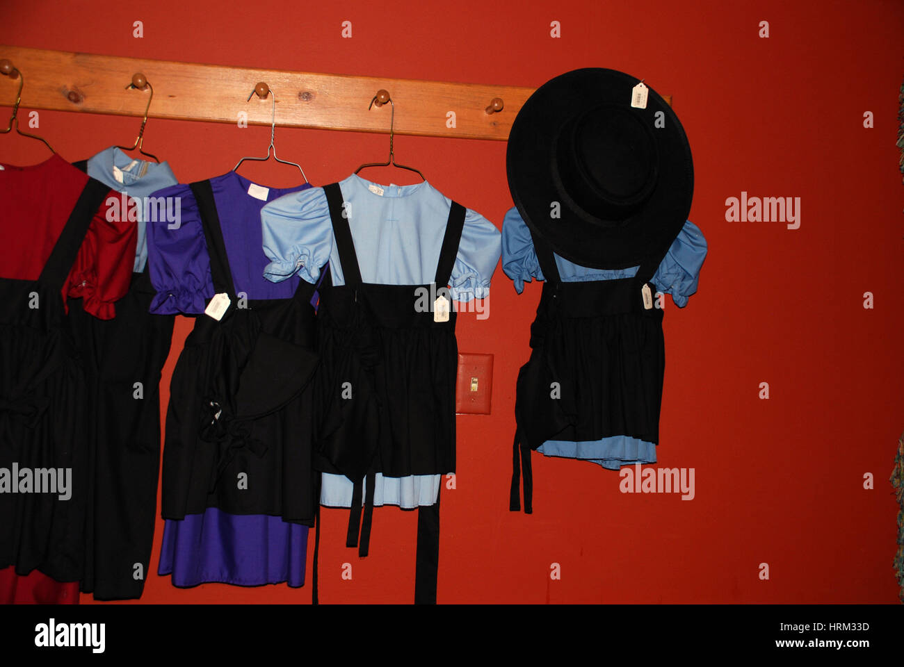 Amish Children's clothing for sale in Lititz, PA restaurant Stock Photo