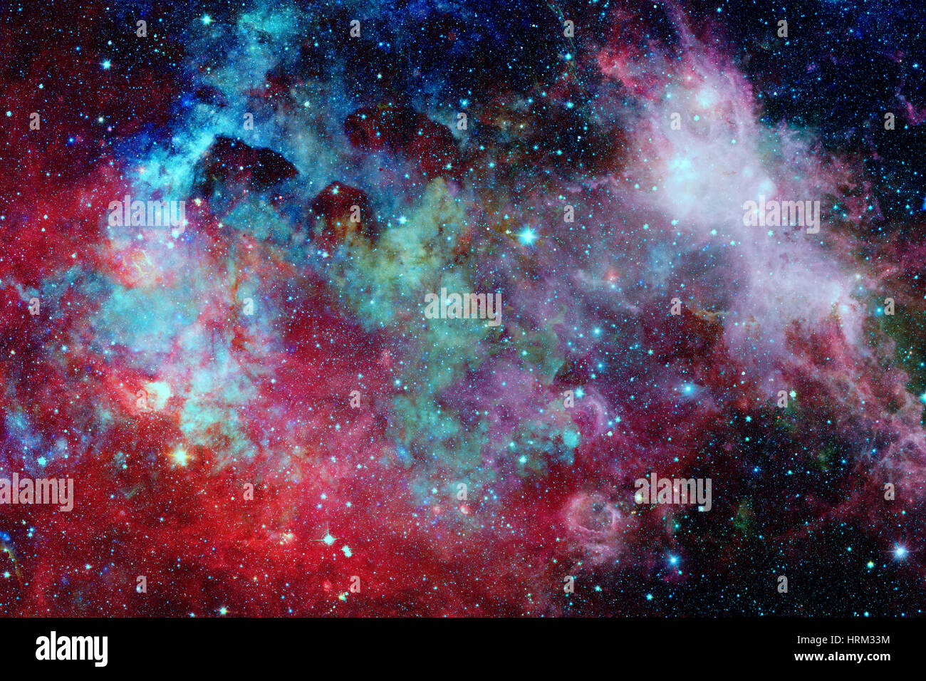 Colored nebula and open cluster of stars in the universe. Elements of this image furnished by NASA. Stock Photo