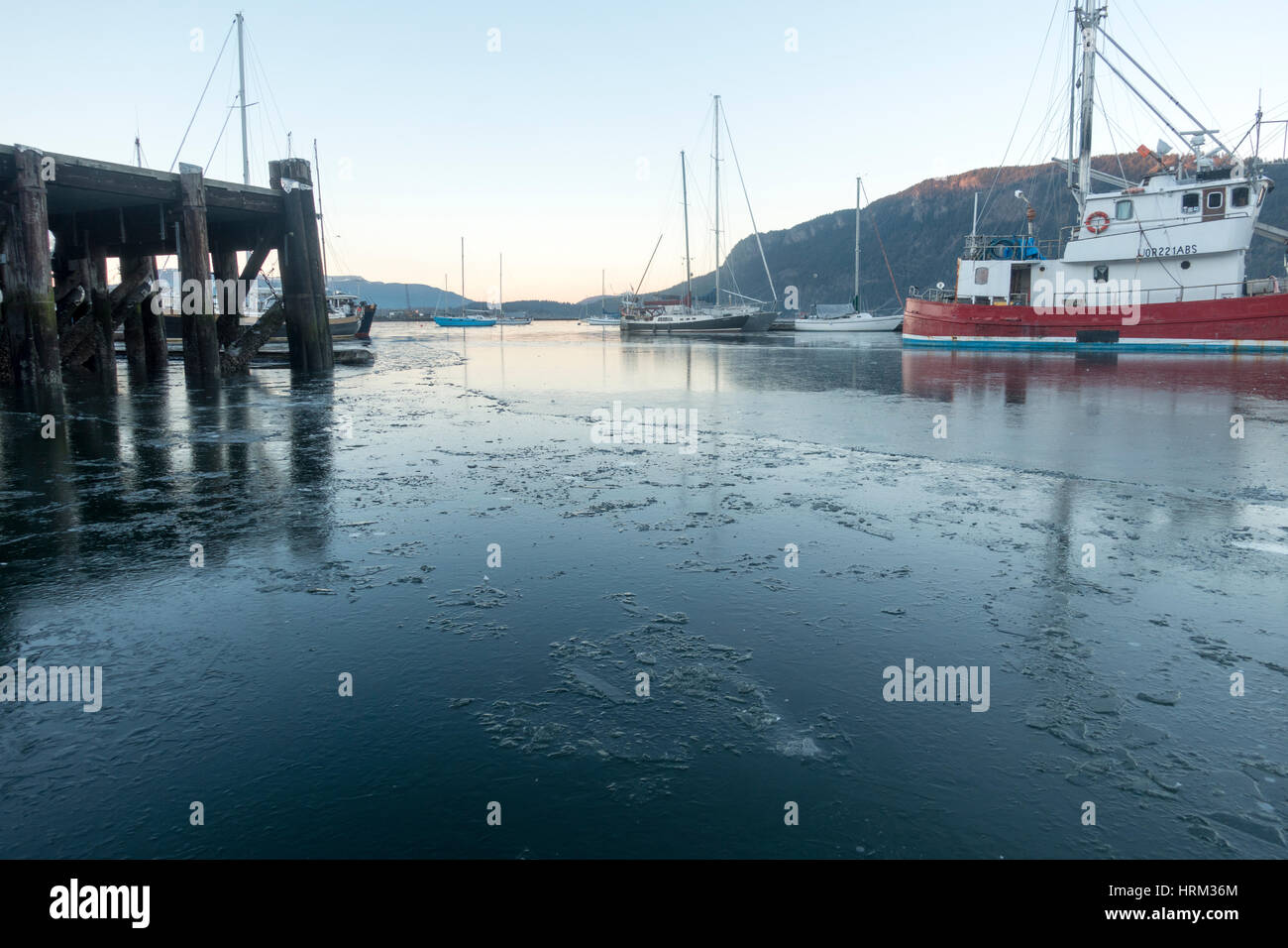 Marina in Cowichan Bay, Vancouver Island, BC Canada Stock Photo