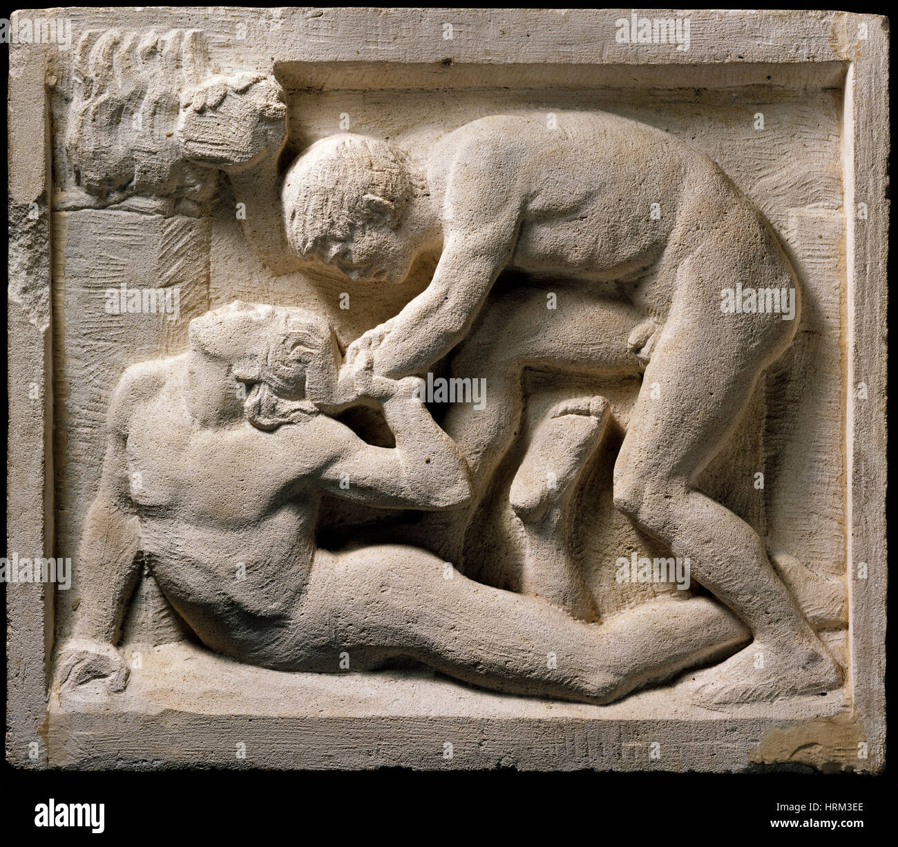 Cain and Abel limestone sculpture by Adolf von Hildebrand Stock Photo