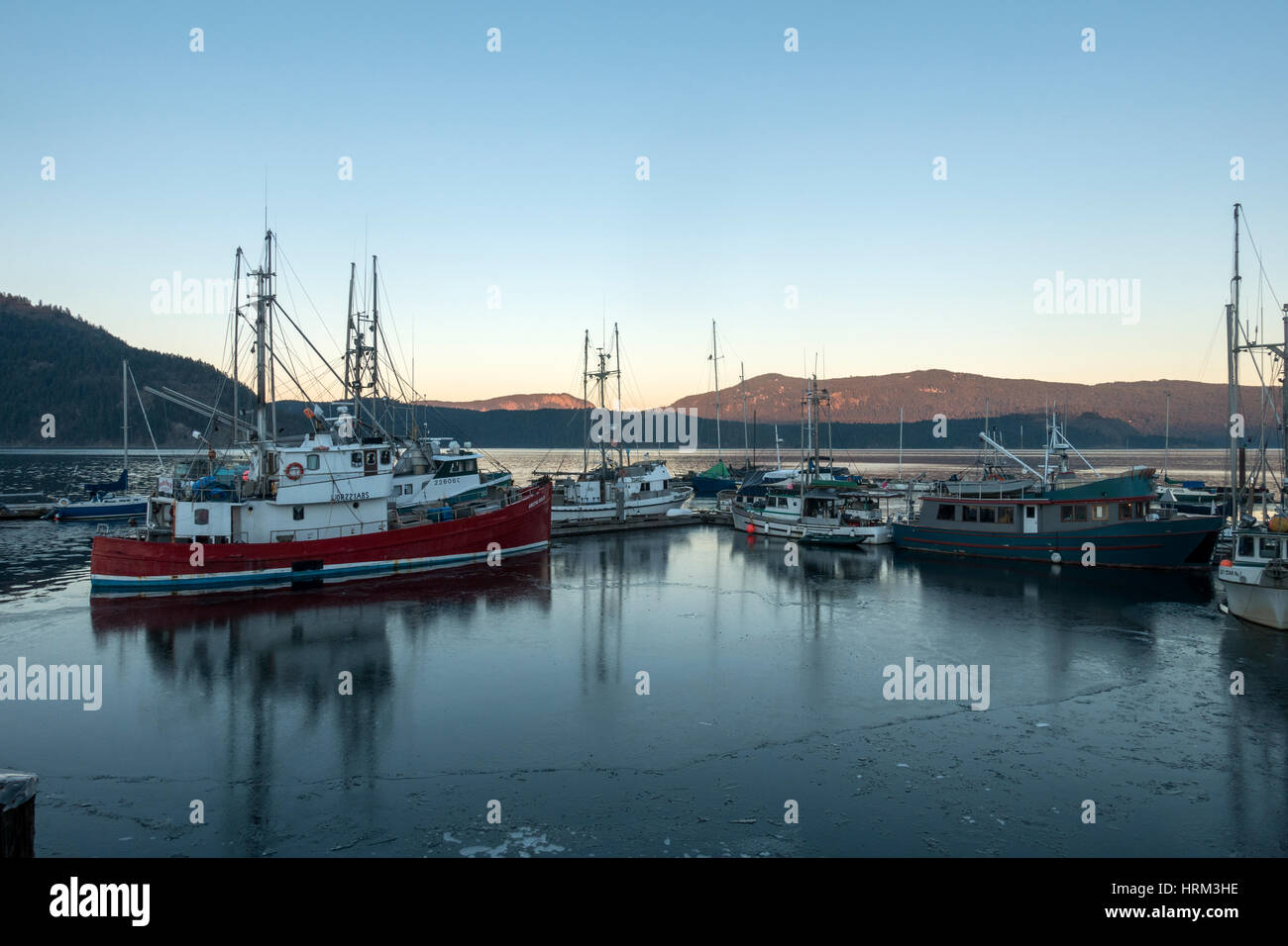 Harbour in Cowichan Bay, Vancouver Island, BC Stock Photo