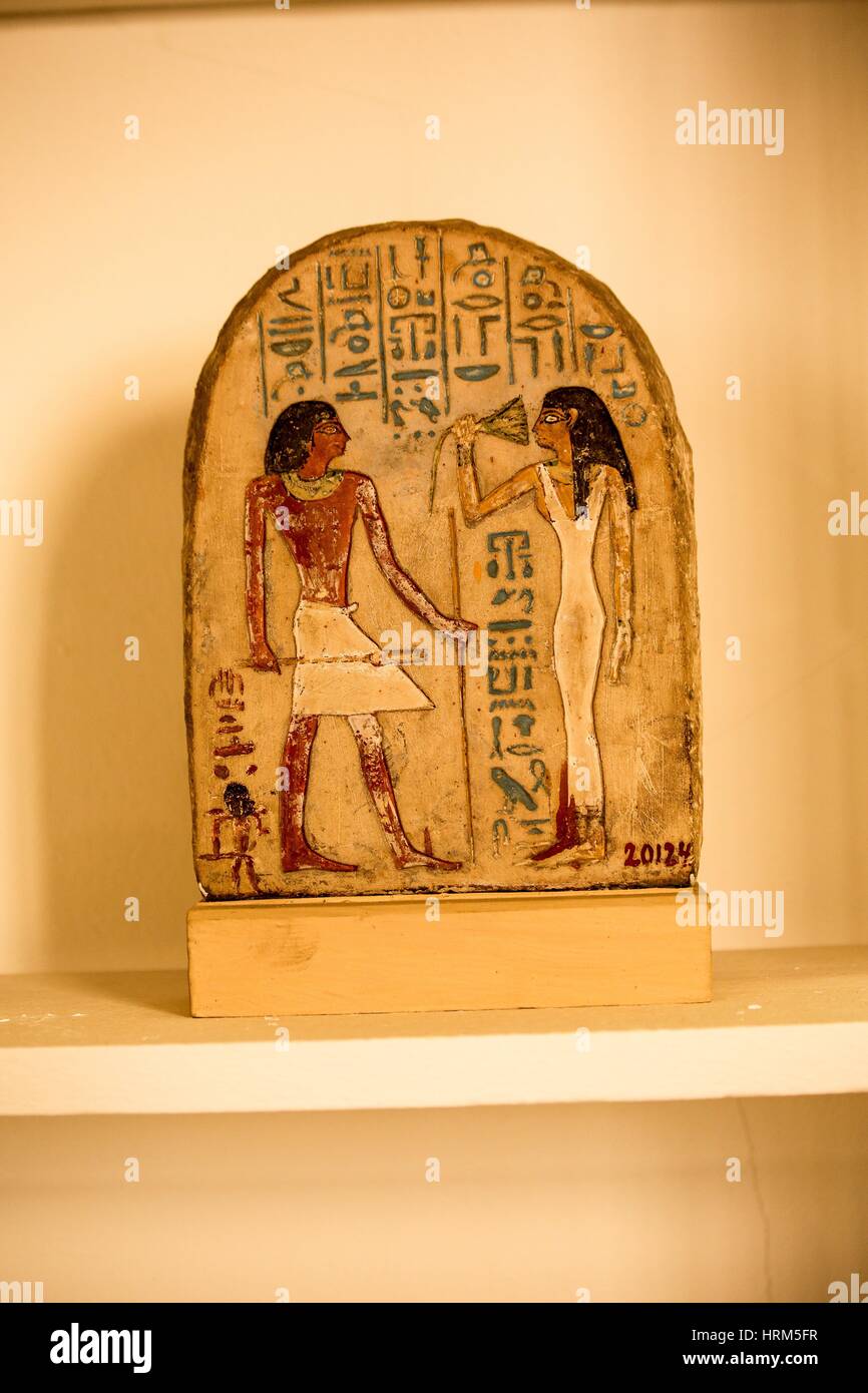 Egyptian civilization, Old Kingdom, Dynasty colored Relief,.Egyptian Museum, Cairo Stock Photo