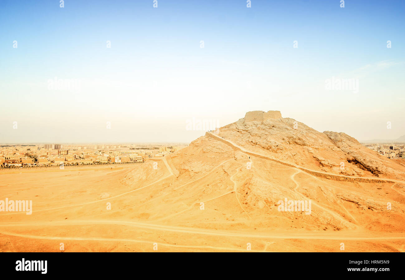 View on Zoroastrian Fire temple in Yazd Stock Photo