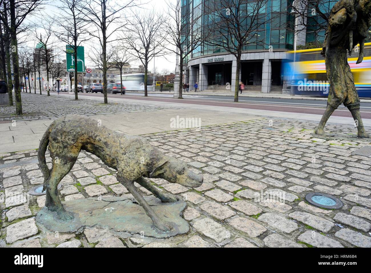 Famine sculptures (Hungries) in the edge od Liffey river, Dublin