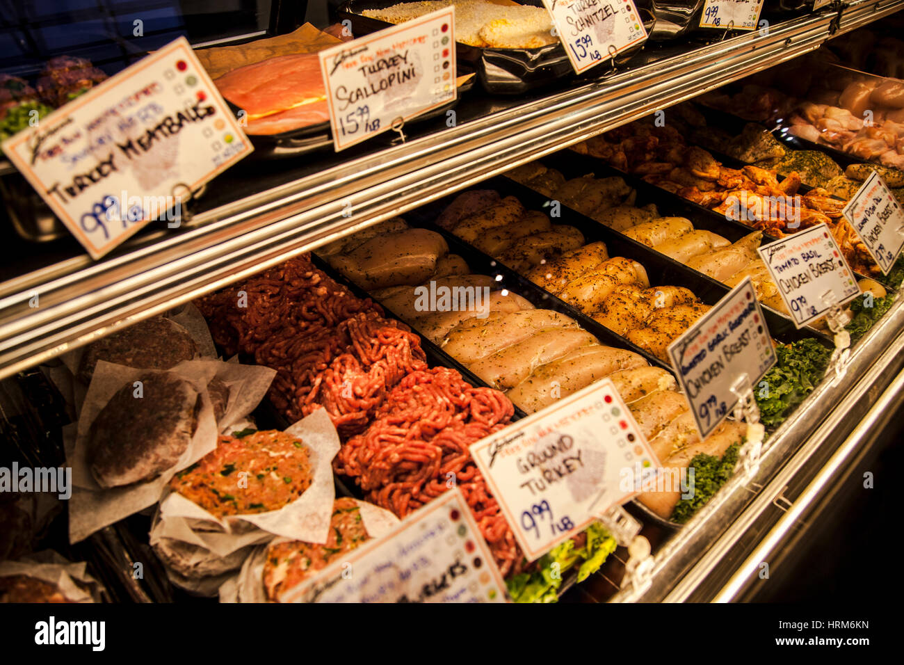 Vancouver, Canada Meat shop at Granville Island Public Market Stock