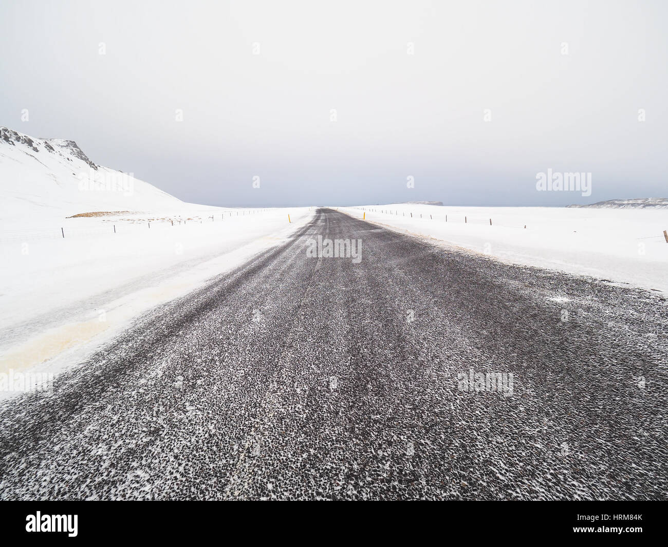 Road in a snow blizzard , Iceland Stock Photo - Alamy