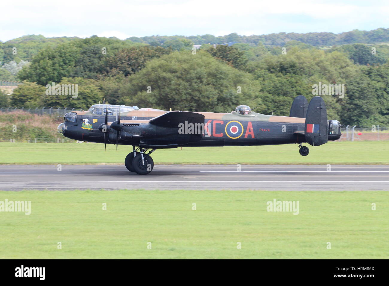 PA474, an Avro Lancaster B1 of the Royal Air Force's Battle of Britain Memorial Flight (BBMF), at Prestwick Airport in Ayrshire. Stock Photo