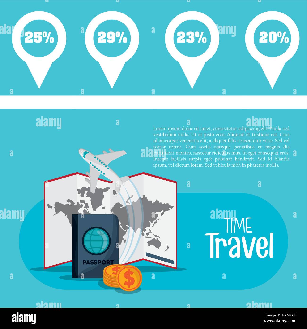 time travel flyer information promotion vacation Stock Vector