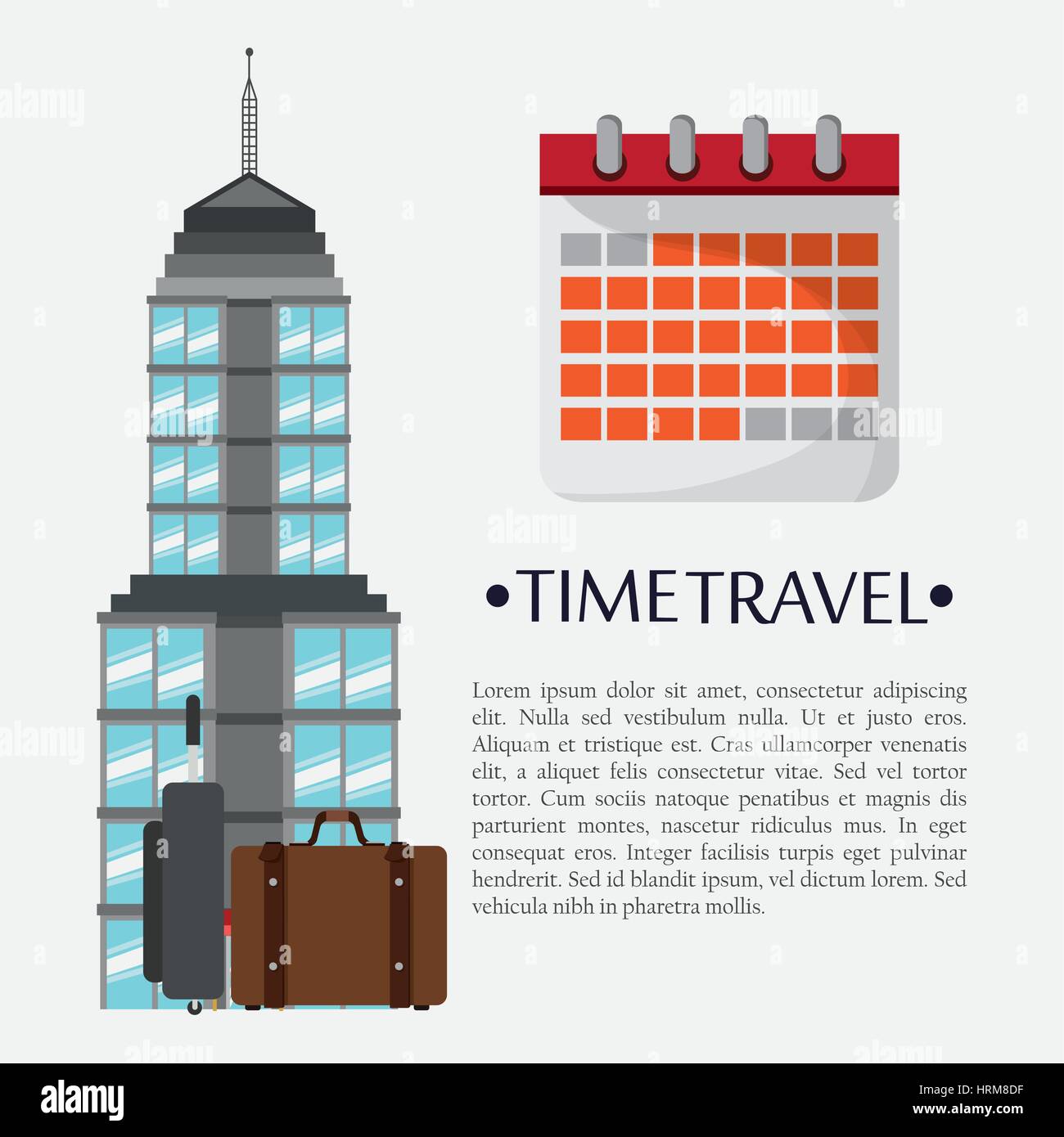 time travel poster calendar landmark Stock Vector