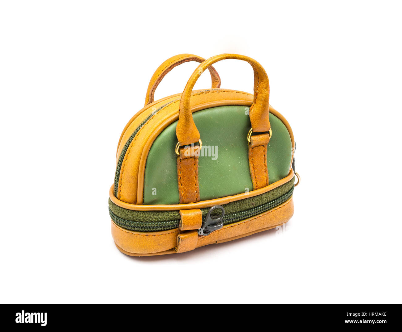 Vintage Brown Bowling Ball Bag Mini Carrier Top Handle Retro 