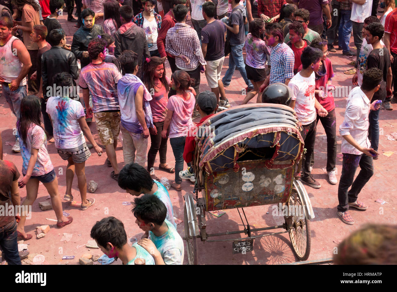 Holi Festival celebration in Kathmandu, Nepal Stock Photo