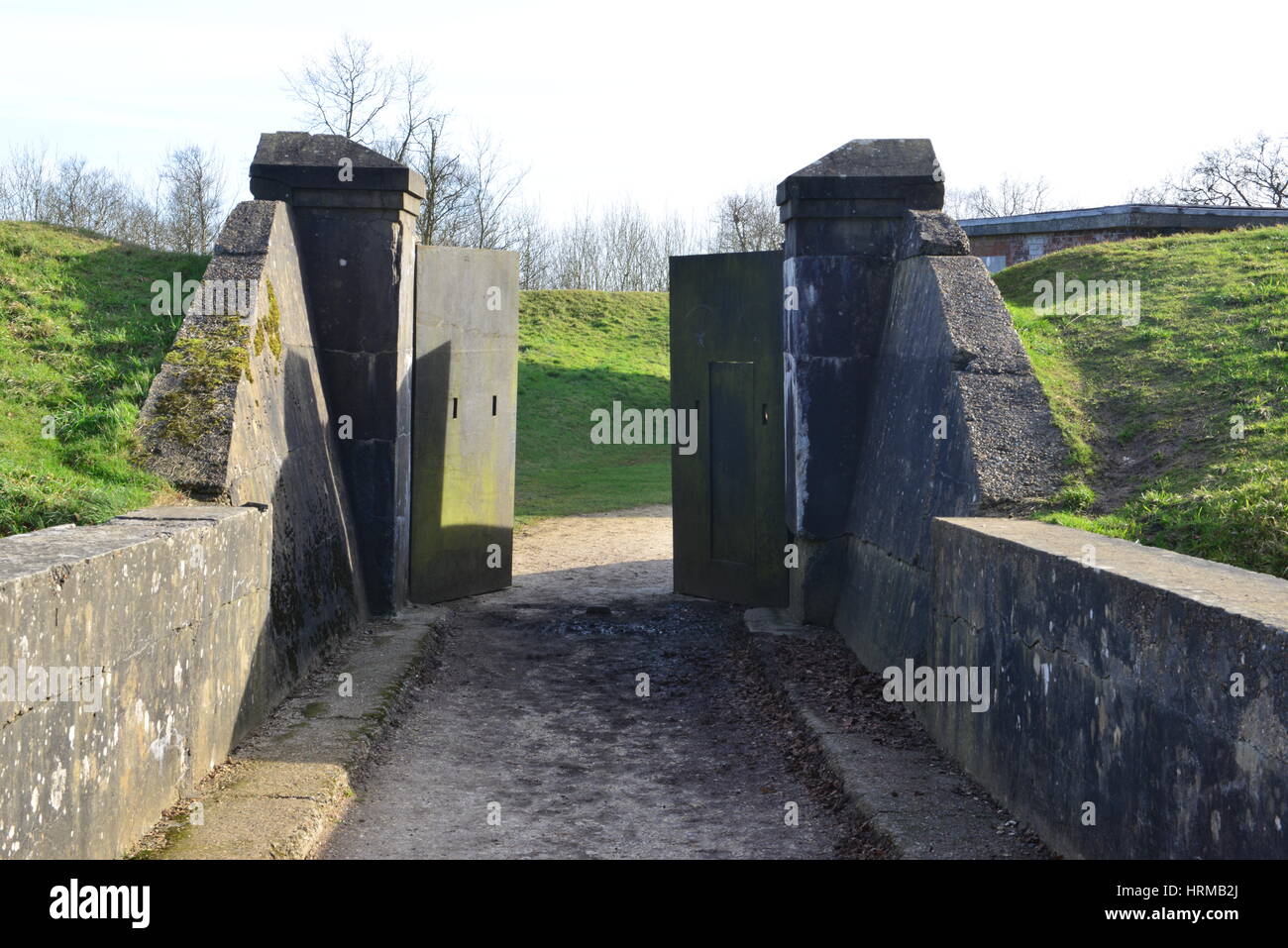 The gates of a 19th century English fortress in Surrey, England Stock