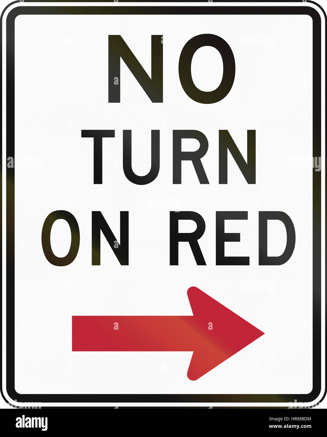 Road sign used in the US state of Delaware no turn on red Stock Photo