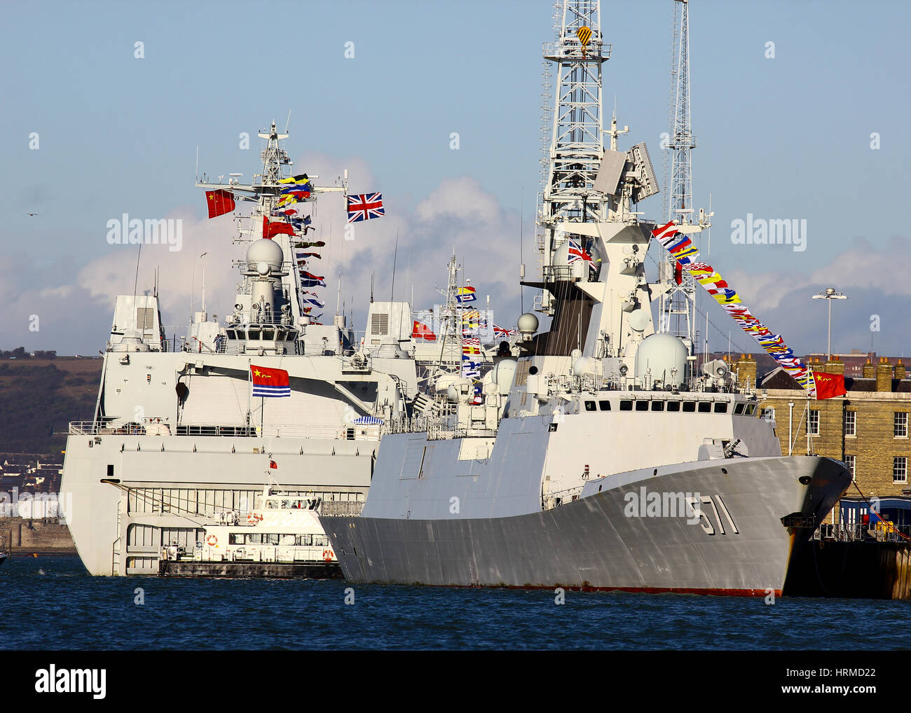 PLAN Yuncheng Type 054A - HM Naval Base Portsmouth Stock Photo