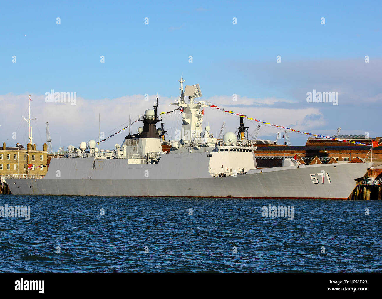 PLAN Yuncheng Type 054A - HM Naval Base Portsmouth Stock Photo