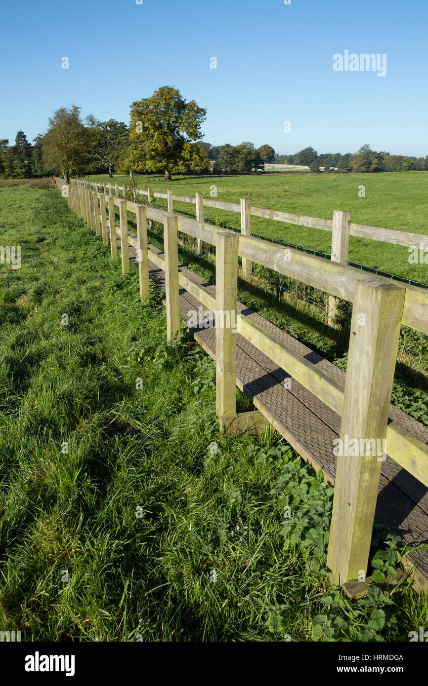 Wooden public footpath, Warwickshire, England, UK Stock Photo