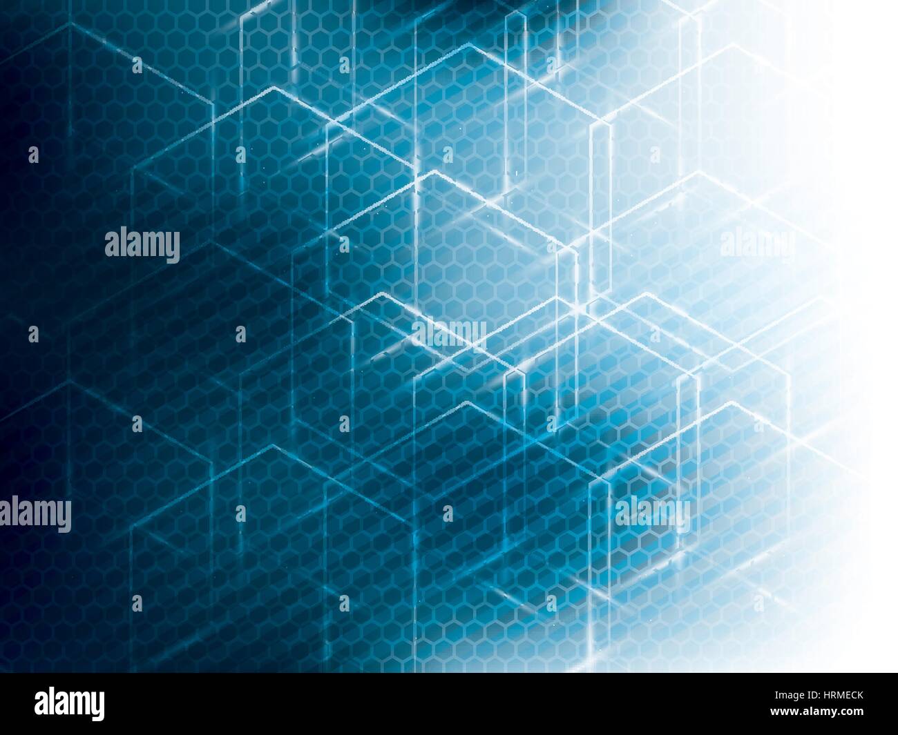 Vector abstract science technology blue background. Hexagon geometric design. Stock Vector