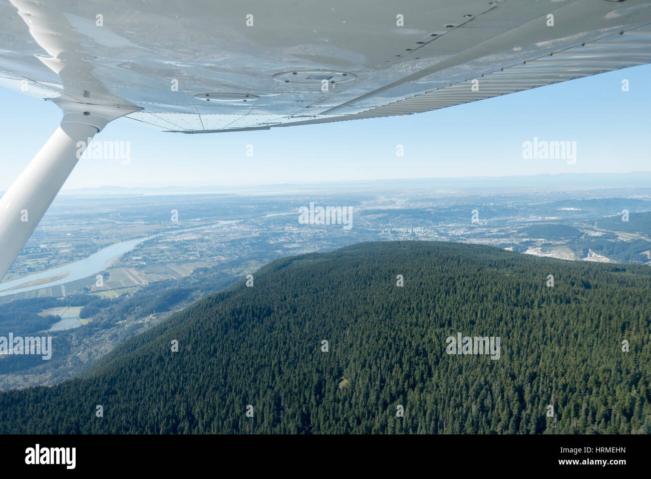 Flying over the Fraser Valley, British Columbia, Canada Stock Photo