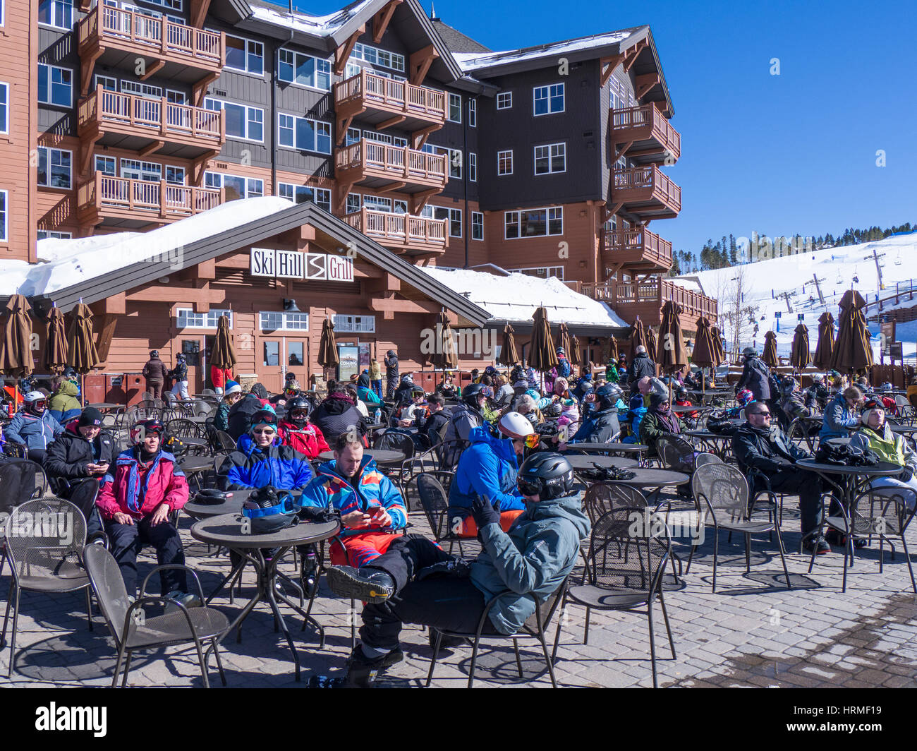 Afternoon outside the TBar, Peak 8 base area, winter, Breckenridge Ski