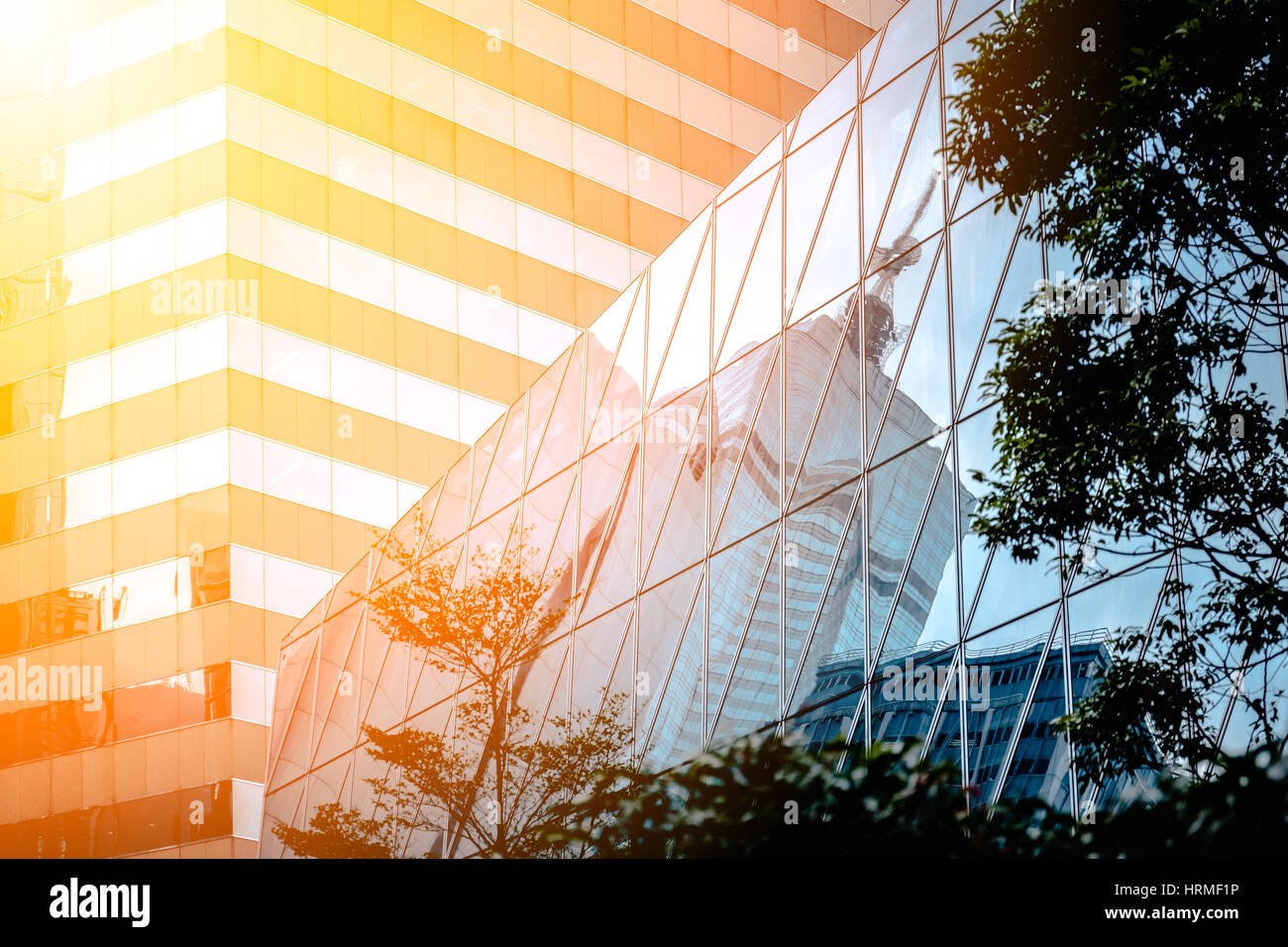 Modern office building close up in sunlight Stock Photo - Alamy