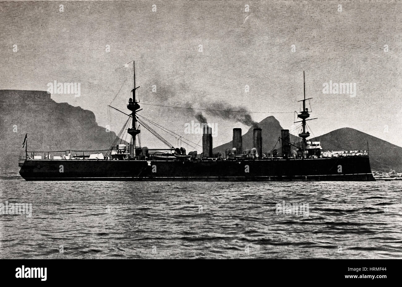 HMS Powerful in Table Bay, South Africa during the Boer War Stock Photo
