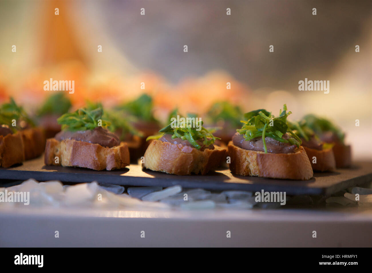 canapés at a dinner party Stock Photo