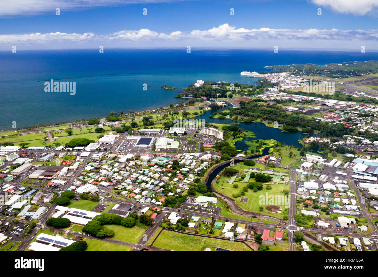Aerial view over Hilo on Big Island, Hawaii, USA Stock Photo Alamy