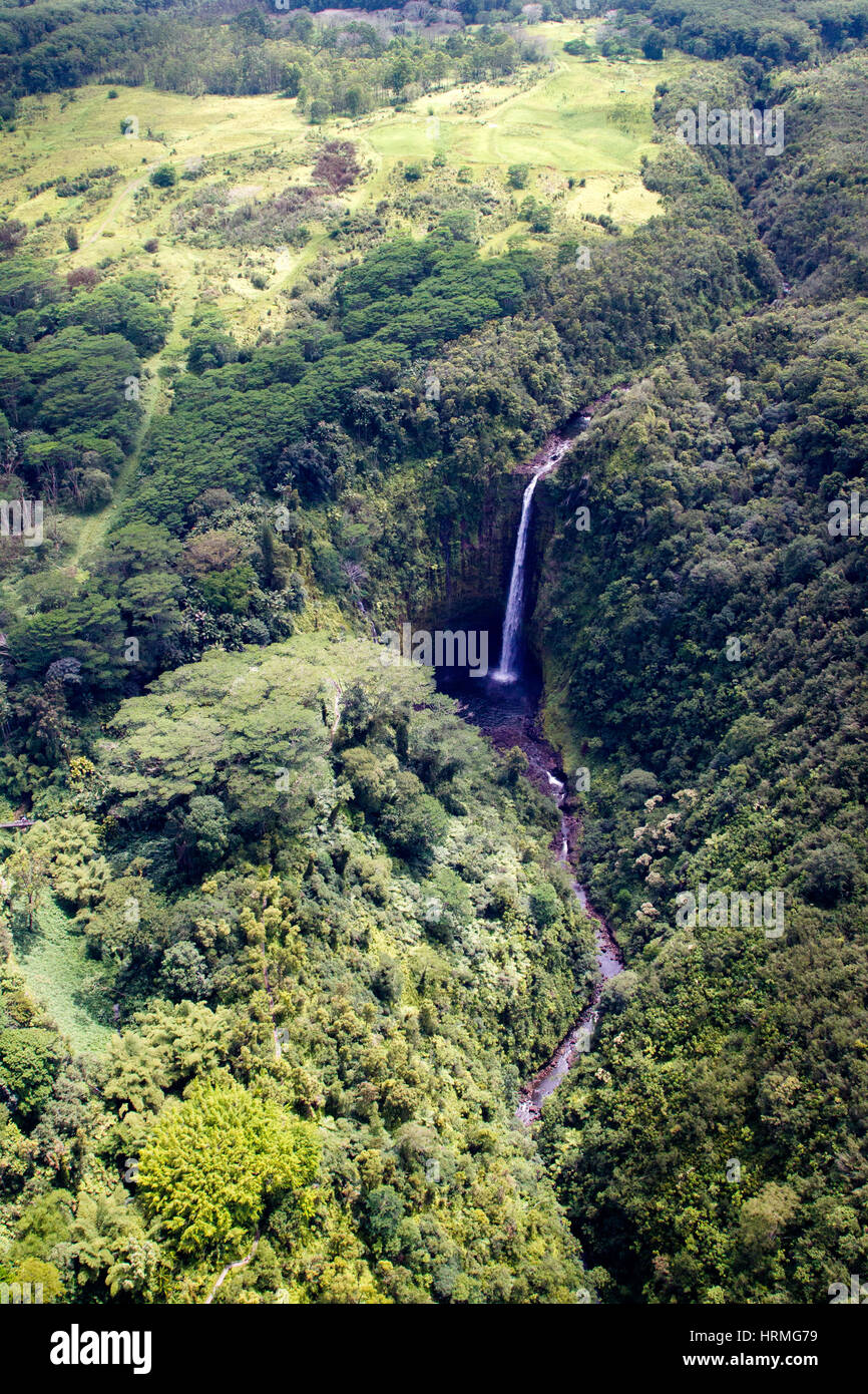 Aerial view of the Akaka Falls on Big Island, Hawaii, USA. Stock Photo