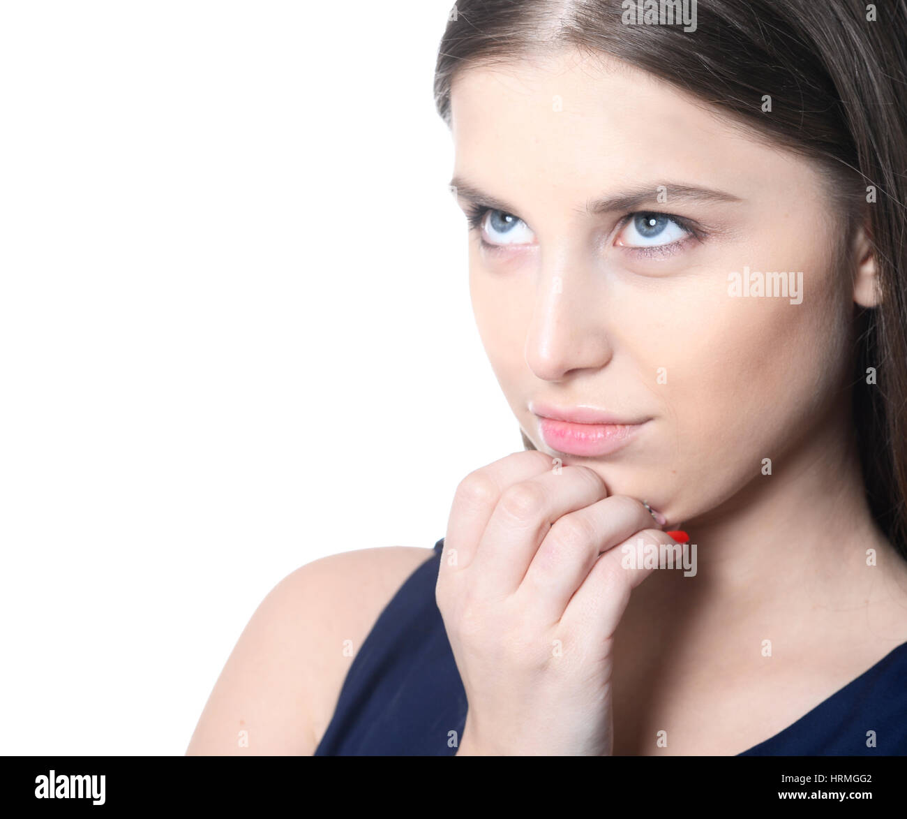 Portrait of a beautiful young girl on a white background Stock Photo ...
