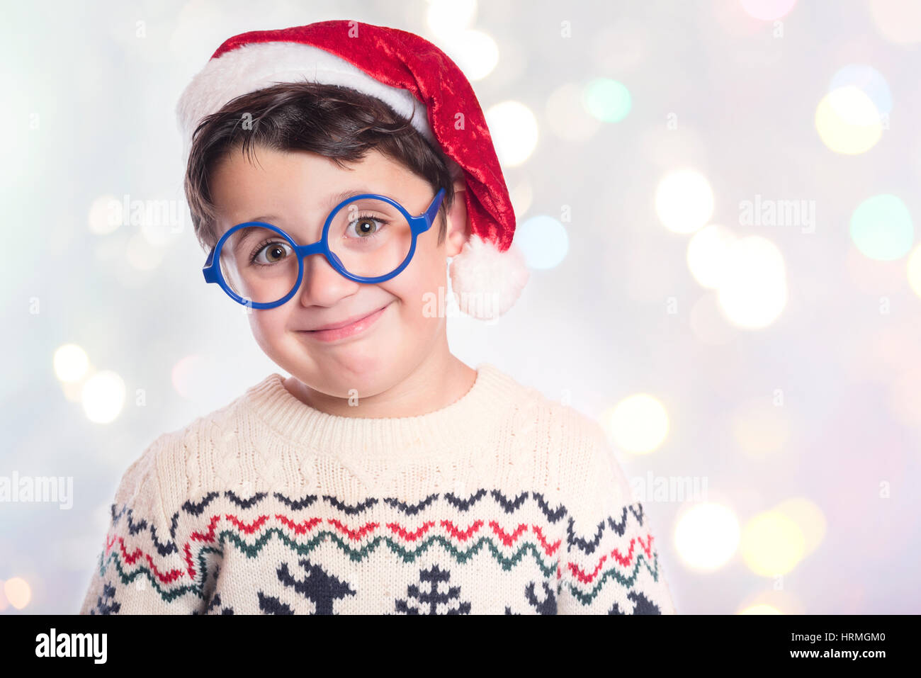 Little boy smiling at christmas Stock Photo