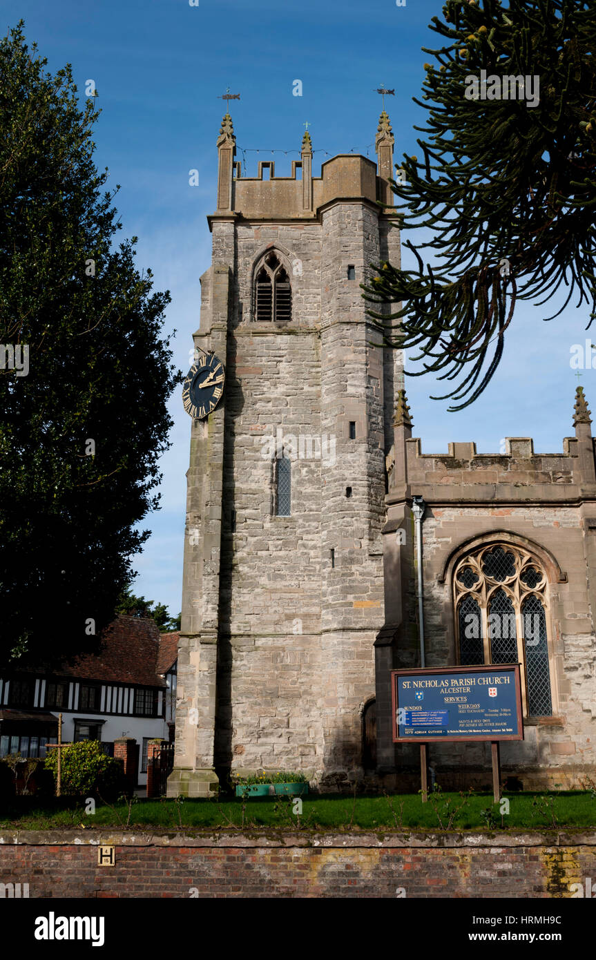 St. Nicholas Church, Alcester, Warwickshire, England, UK Stock Photo