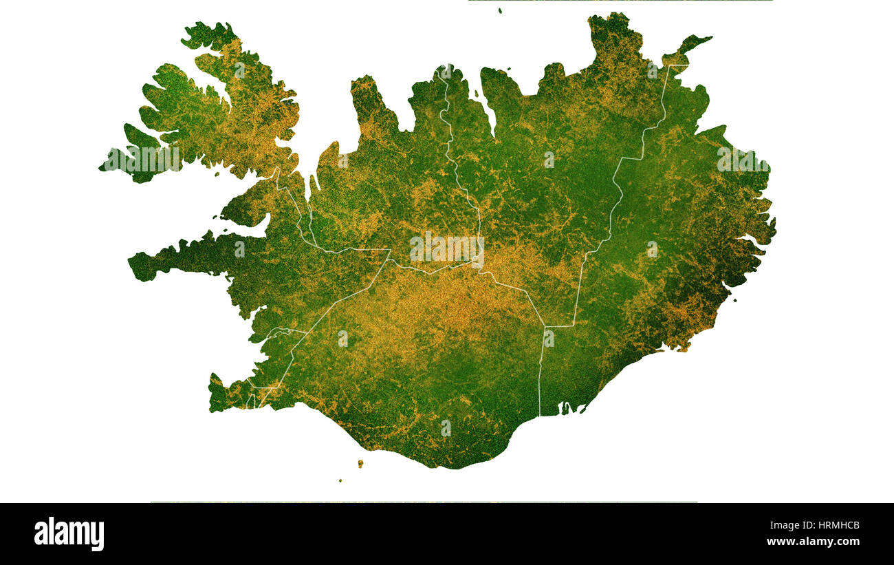 Iceland detailed country map visualization Stock Photo