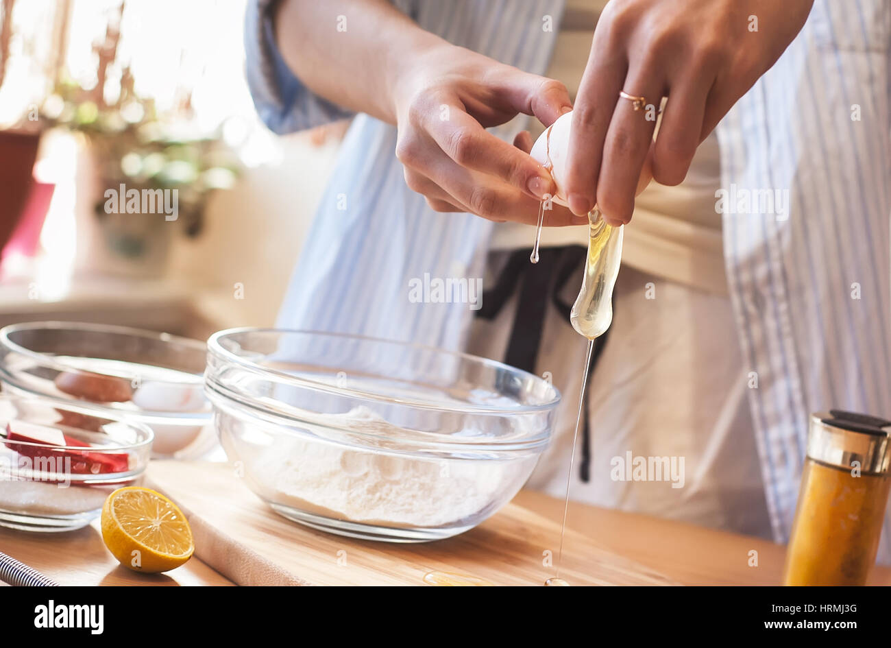 Bad cooking, kitchen disasters, spilled egg Stock Photo