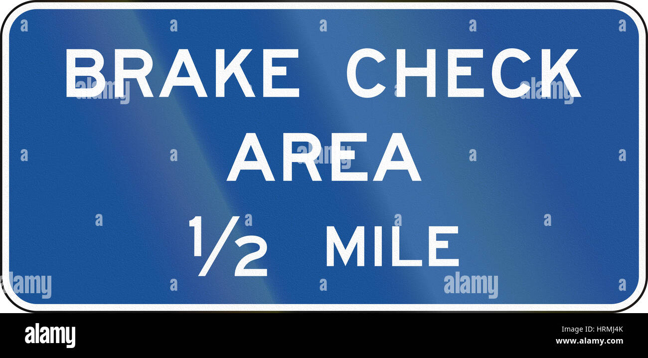 United States MUTCD guide road sign Brake check area Stock Photo Alamy