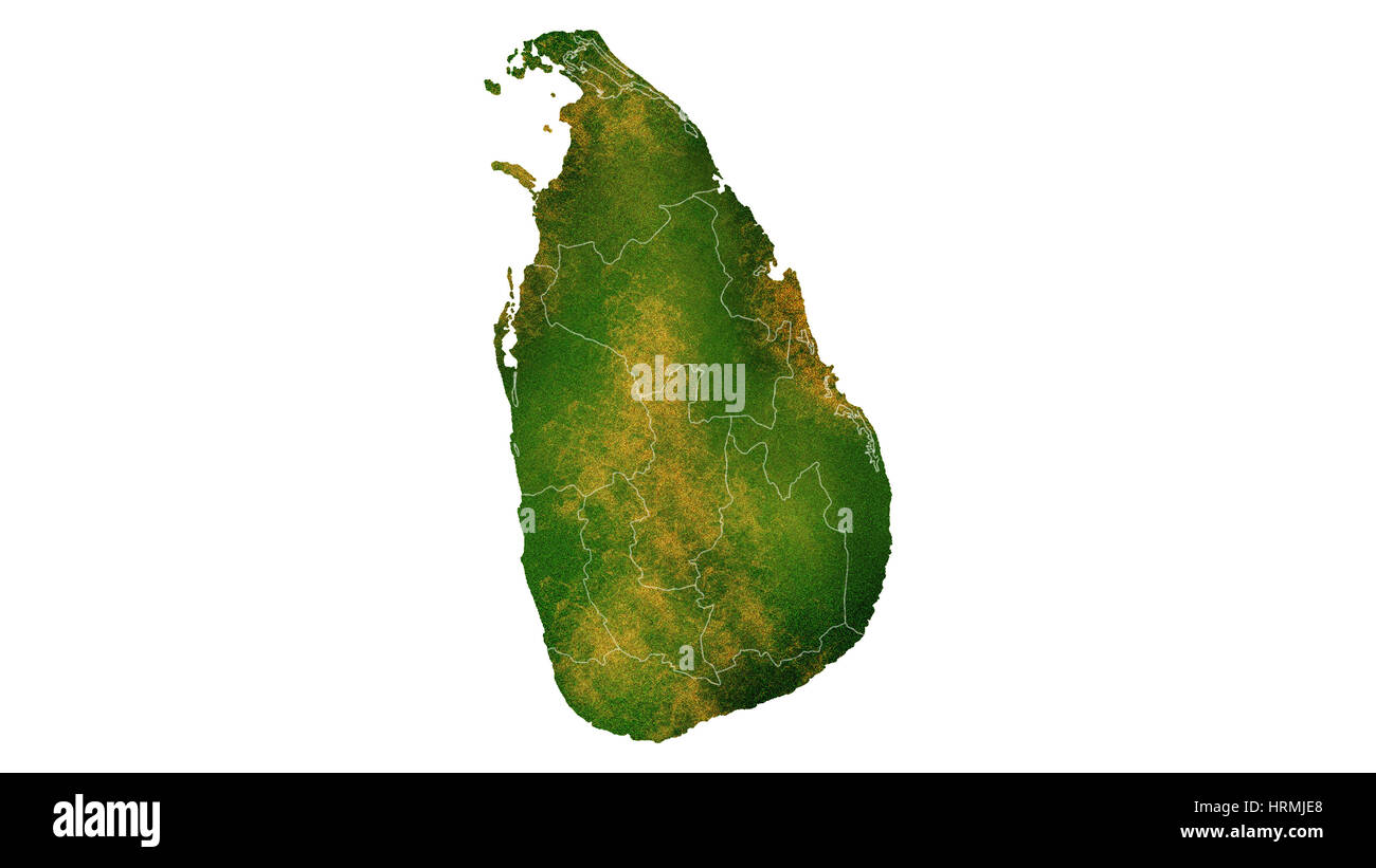 Sri Lanka detailed country map visualization Stock Photo