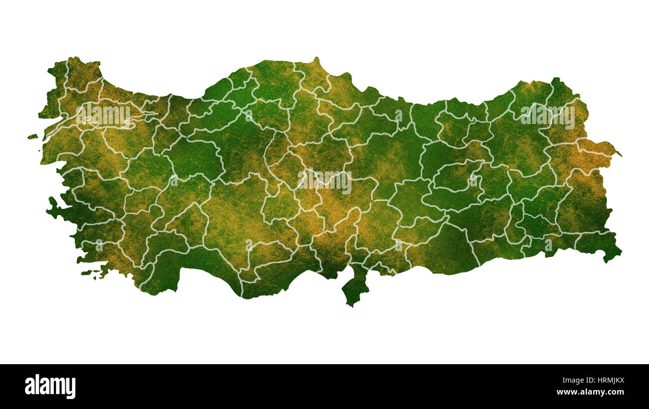 Turkey detailed country map visualization Stock Photo