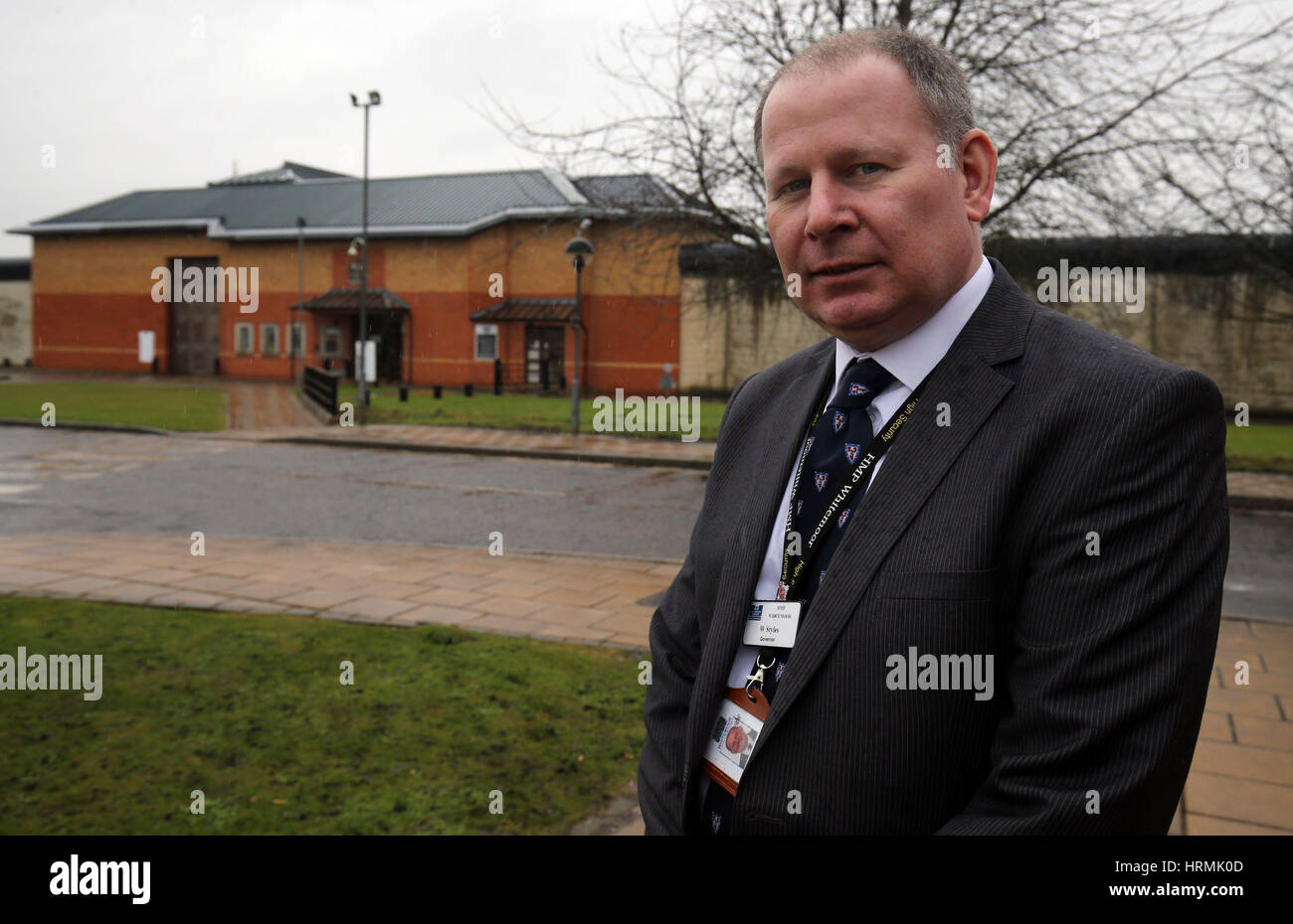Will Styles, governor of HMP Whitemoor, stands outside the prison gates in March, Cambridgeshire. Stock Photo