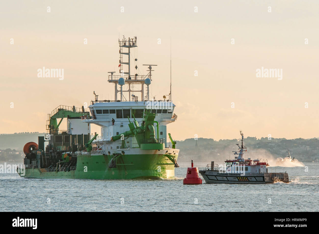 MV Reynaert, a Trailing Suction Hopper Dredger, in The Solent. Stock Photo
