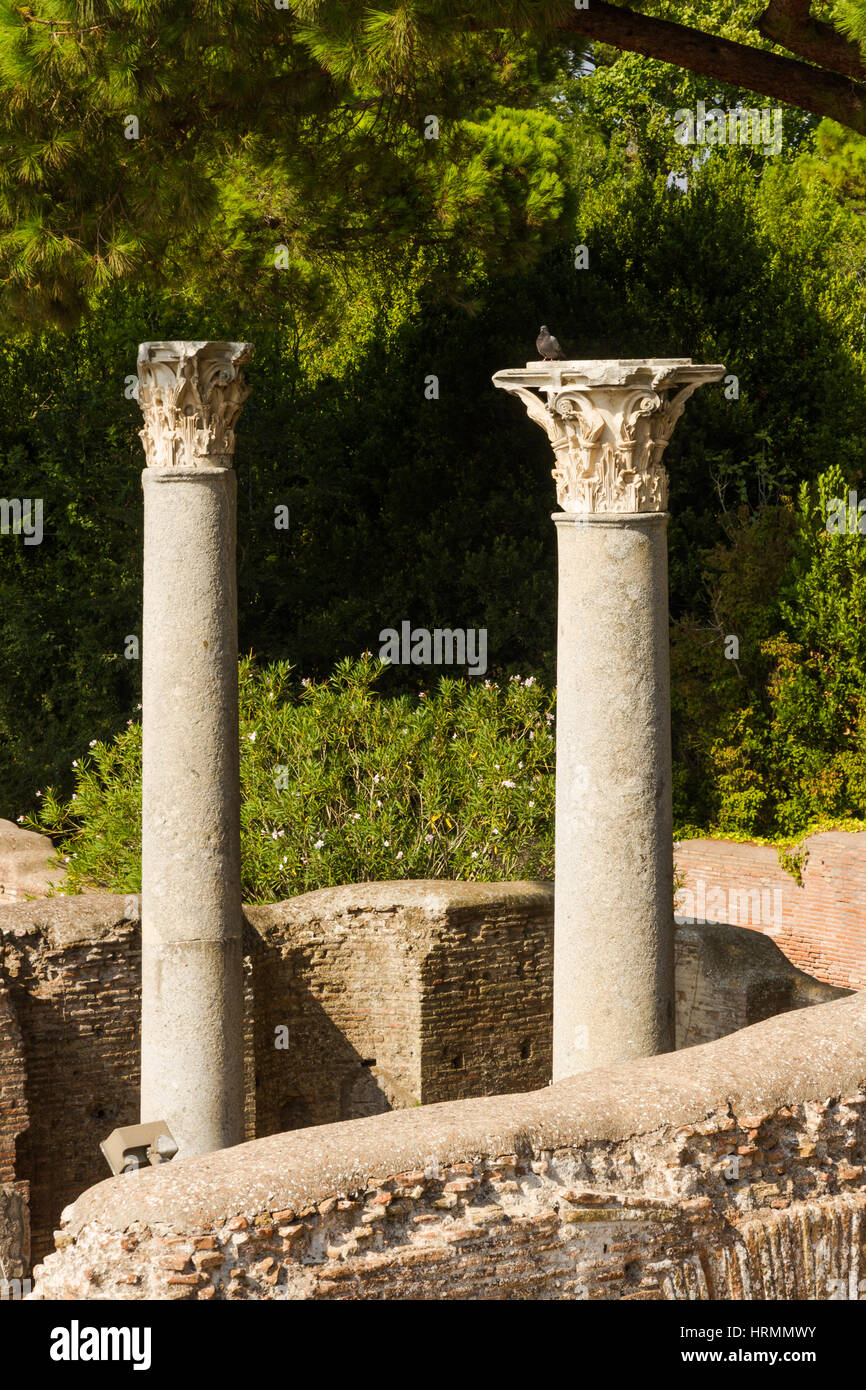 Roman pillars at Ostia Antica, roman city. Rome in Italy Stock Photo ...