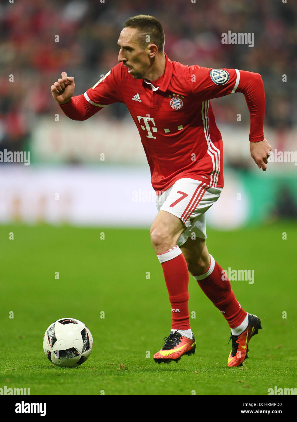 Munich, Germany. 01st Mar, 2017. Bayern's Franck Ribéry in action ...