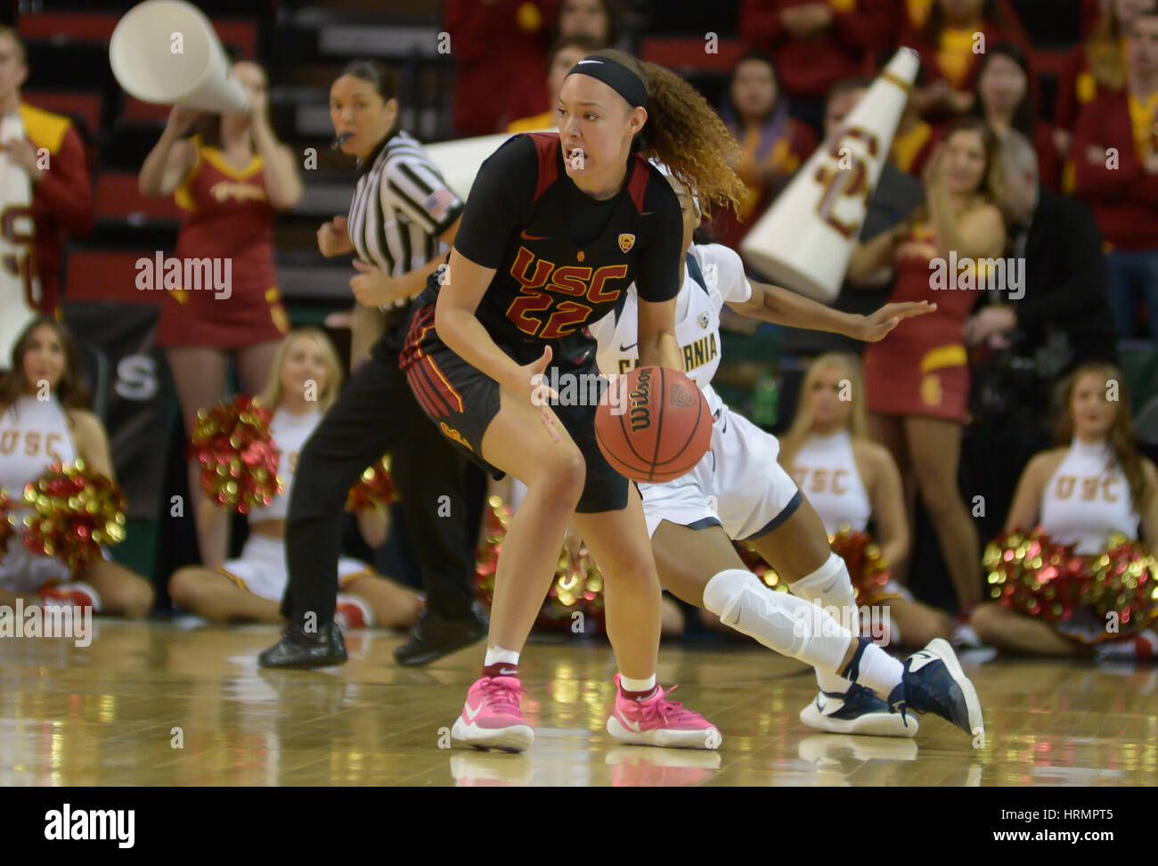 Seattle, WA, USA. 2nd Mar, 2017. during a PAC12 women's tournament game between the Cal Bears and the USC Trojans. The game was played at Key Arena in Seattle, WA. Jeff Halstead/CSM/Alamy Live News Stock Photo