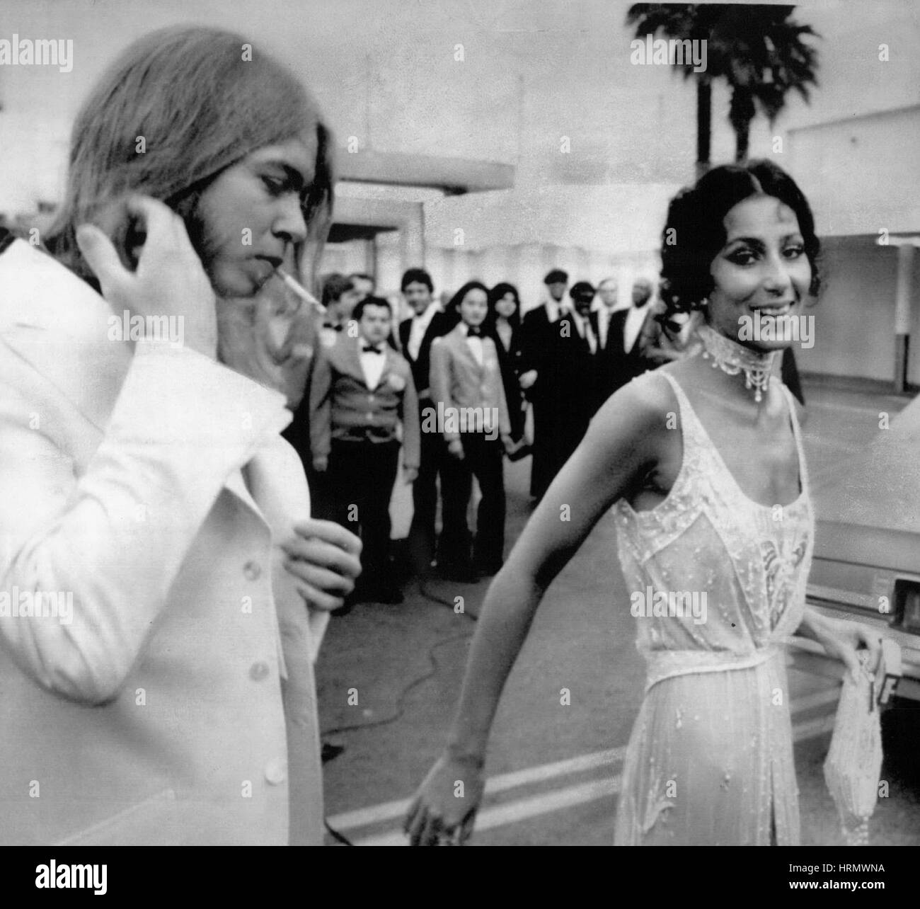 Jun. 30, 1975 - Married - Cher Bono, divorced last Friday from her singing and television partner Sonny Bono, was married Monday to rock star Gregg Allman, left, during a brief ceremony performed at Caesar's Palace Hotel in Las Vegas. Cher and Allman, 27, a singer and songwriter with The Allman Band, were whisked away in a limousine immediately after the ceremony and refused to speak with reporters. EDS: Photo taken May 19, 1975 at the Emmy Awards in Los Angeles. (Credit Image: © Keystone Press Agency/Keystone USA via ZUMAPRESS.com) Stock Photo