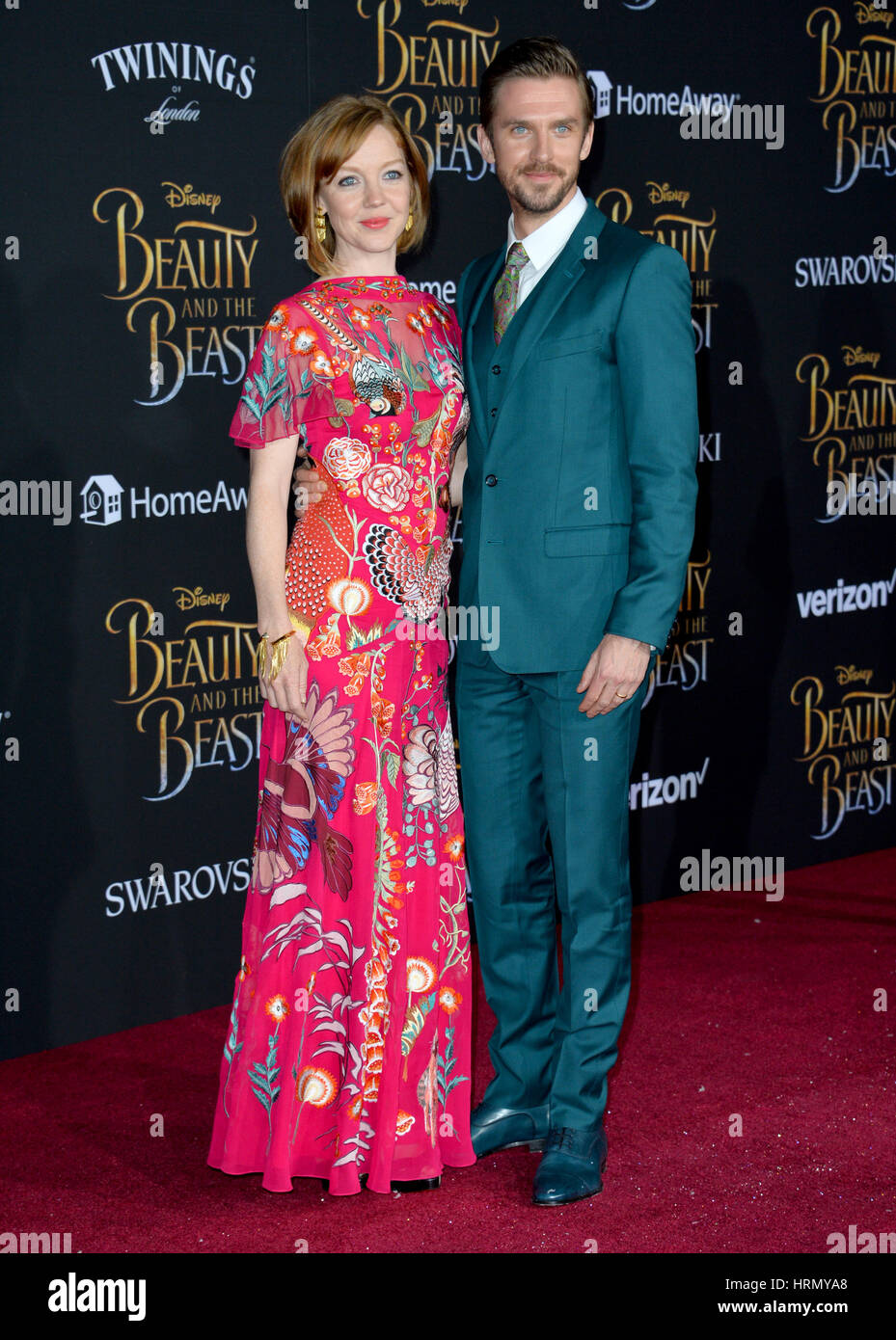 Los Angeles, USA. 02nd Mar, 2017. Actor Dan Stevens & wife Susie Hariet at the premiere for Disney's 'Beauty and the Beast' at the El Capitan Theatre, Hollywood. Picture Credit: Sarah Stewart/Alamy Live News Stock Photo