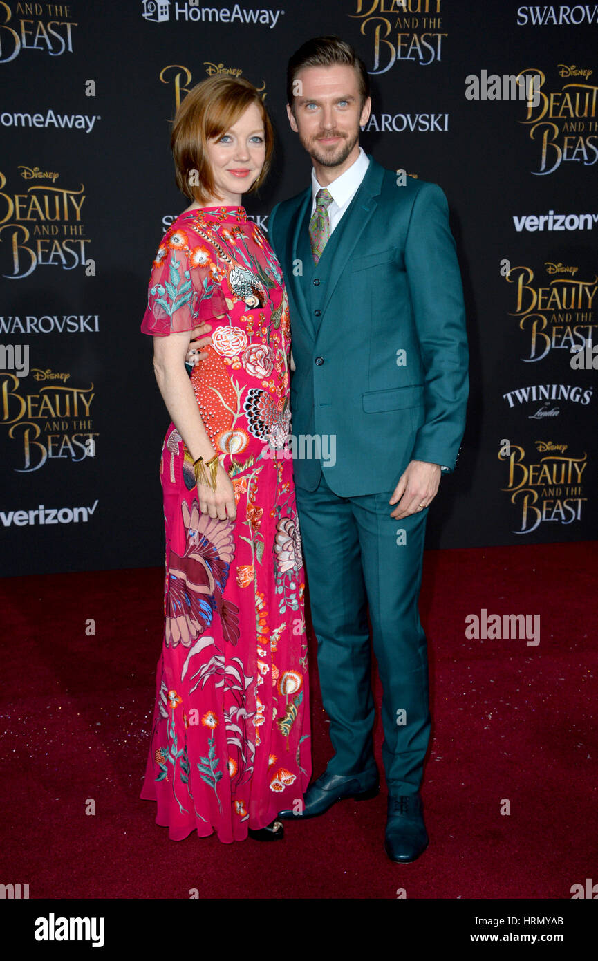 Los Angeles, USA. 02nd Mar, 2017. Actor Dan Stevens & wife Susie Hariet at the premiere for Disney's 'Beauty and the Beast' at the El Capitan Theatre, Hollywood. Picture Credit: Sarah Stewart/Alamy Live News Stock Photo
