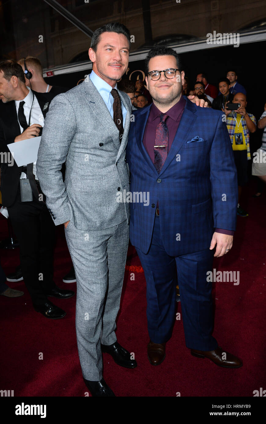 Los Angeles, USA. 02nd Mar, 2017. Actors Luke Evans & Josh Gad at the premiere for Disney's 'Beauty and the Beast' at the El Capitan Theatre, Hollywood. Picture Credit: Sarah Stewart/Alamy Live News Stock Photo